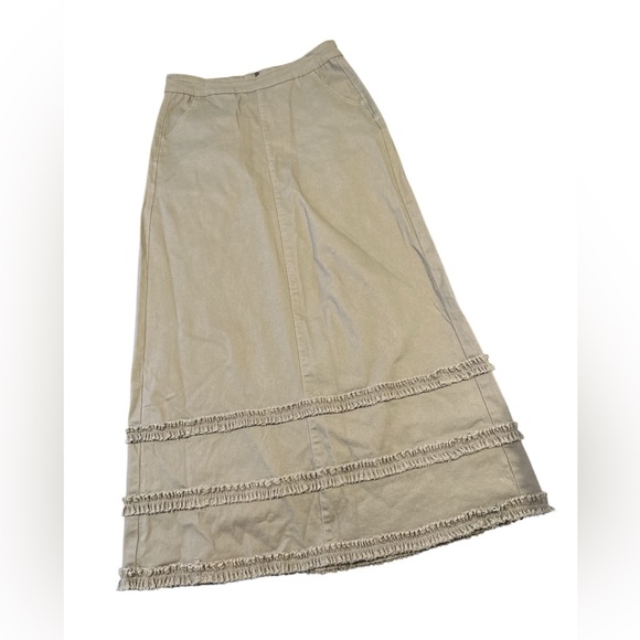 Be-girl Dresses & Skirts - Be-Girl Maxi Khaki Denim Skirt Size Small EUC